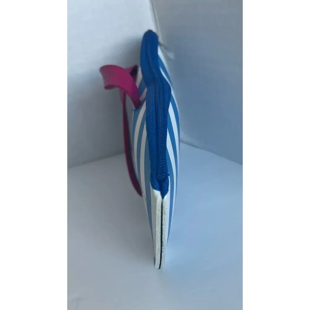 NEW Betsey Johnson Blue White Stripe  FlipFlop Sunglasses Cosmetic Wallet‎